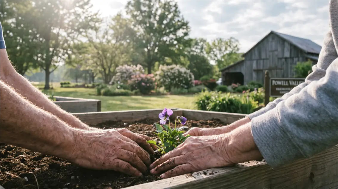 Senior women gardening at Powell Valley